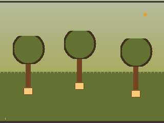 Forêt des Variables en C : ambiance brune, arbres filtre sépia.