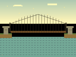 Pont des Conditions en JavaScript : ambiance dorée, étincelles.